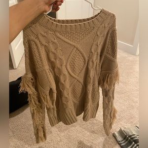 Pink Lily - Beige fringe sweater